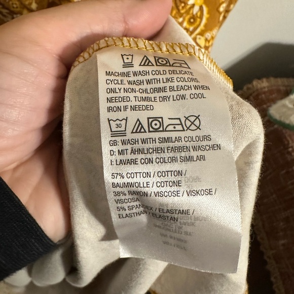 Denim&Co Yellow Floral Paisley Harvest Gold  Midi Dress Size 1X Lagenlook Fall - Picture 8 of 8